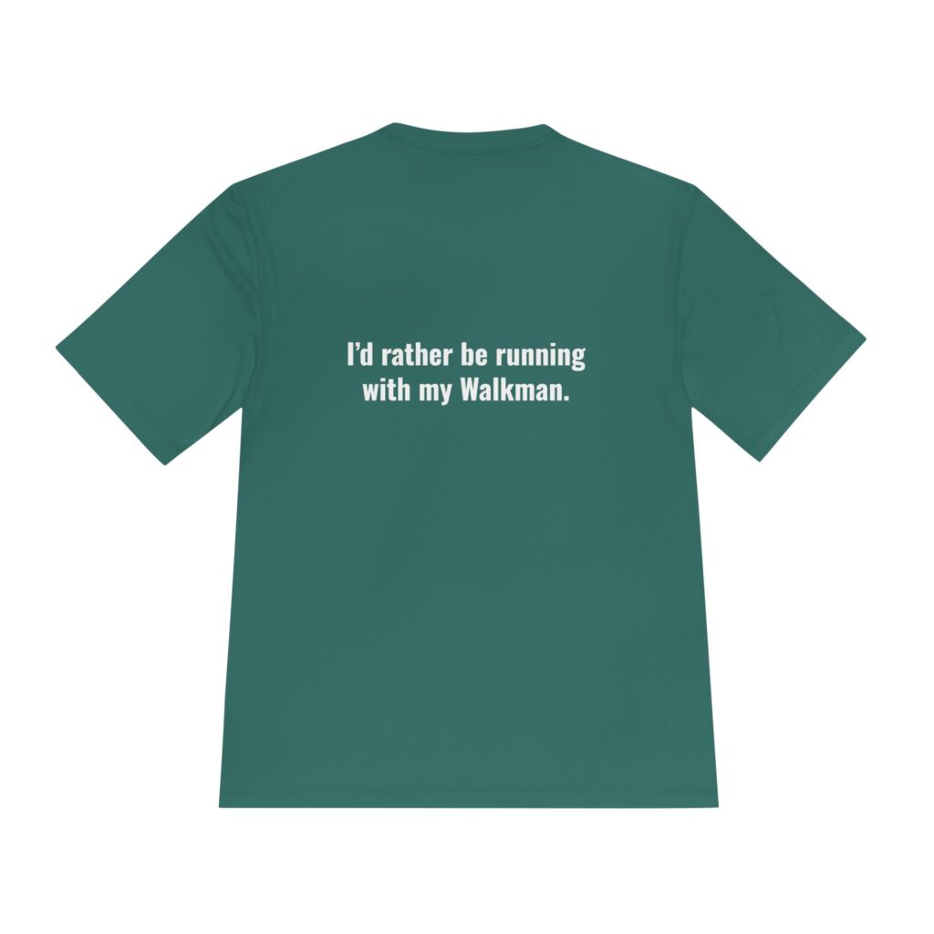 Dude RunFerox “Running with My Walkman” Performance Tee – Unisex Moisture-Wicking Shirt